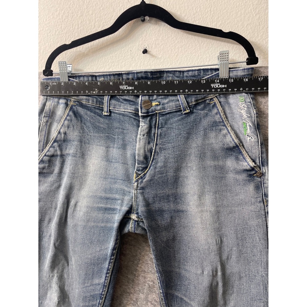 Kozan Medium Wash Straight Leg Jeans Distressed Streetwear Patches Blue 31x31 - Picture 8 of 16